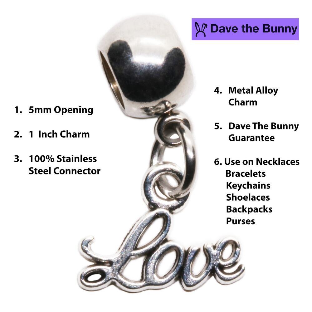 Love Charm With Stainless Steel Connector, Tiny I Love You Accent for Love Gifts - Picture 2 of 12